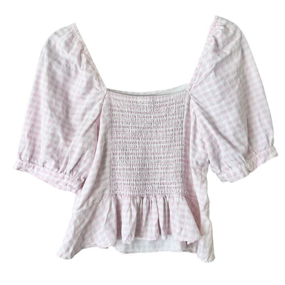 Draper James Pink & White Peplum Top Size Medium - Picture 3 of 6